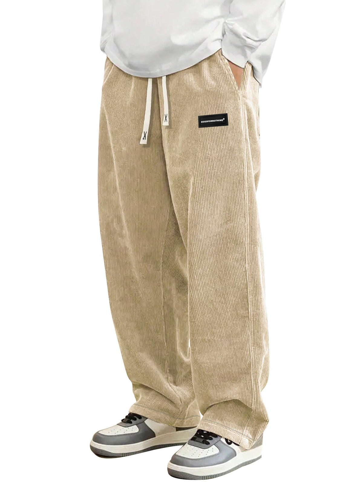 Luvella Mens Corduroy Casual Pants Straight Sweatpants