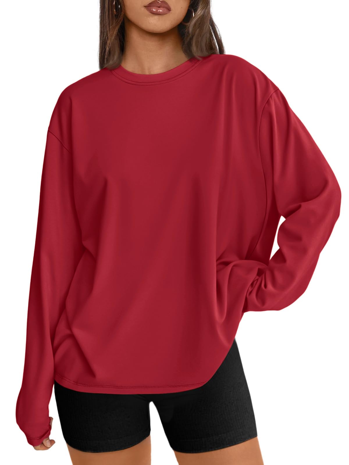 Luvella Womens Oversized Long Sleeve Shirts Fall Tops 2026 Basic Tees