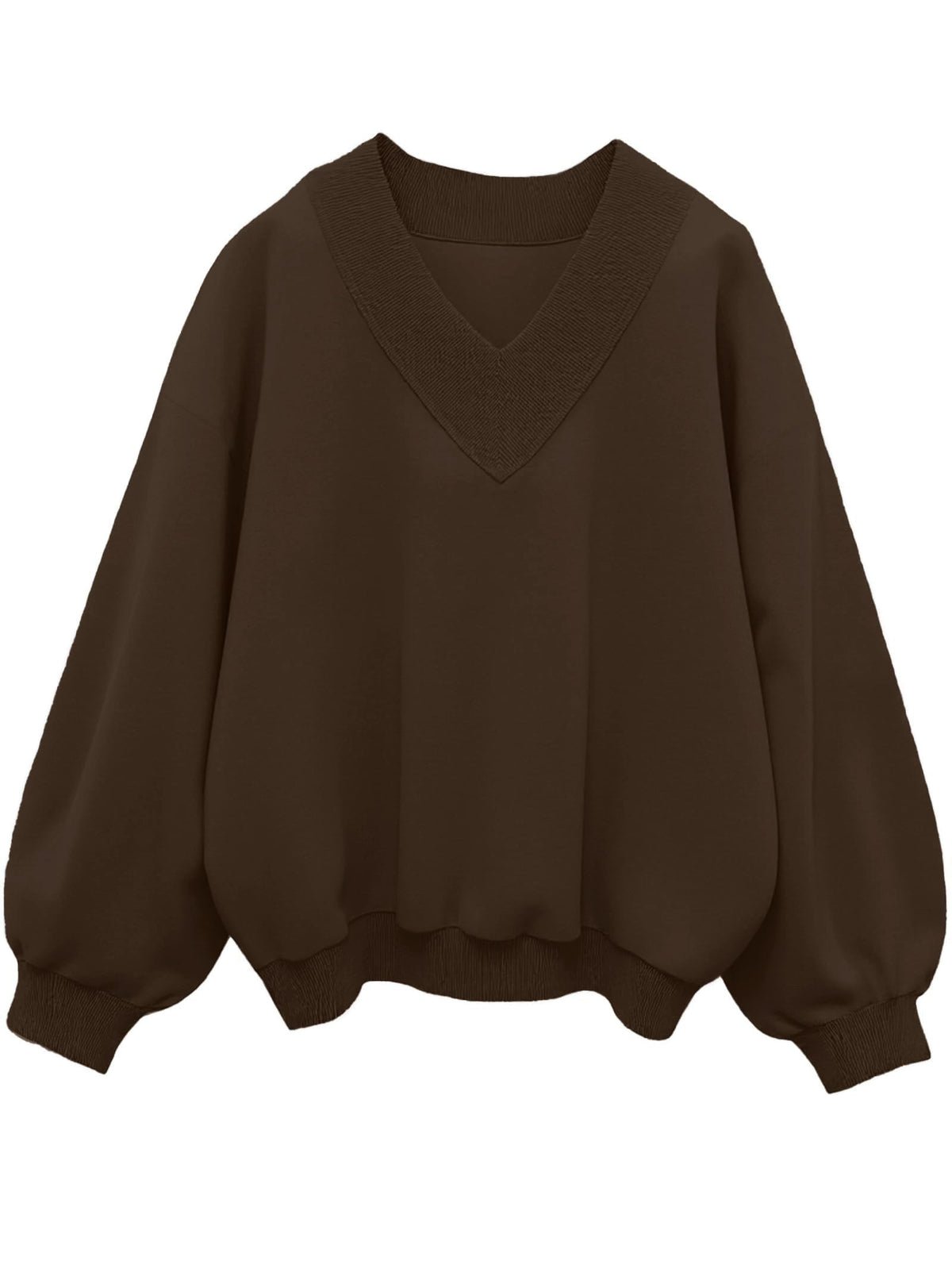 Luvella Womens V Neck Oversized Sweatshirts Long Sleeve Pullover