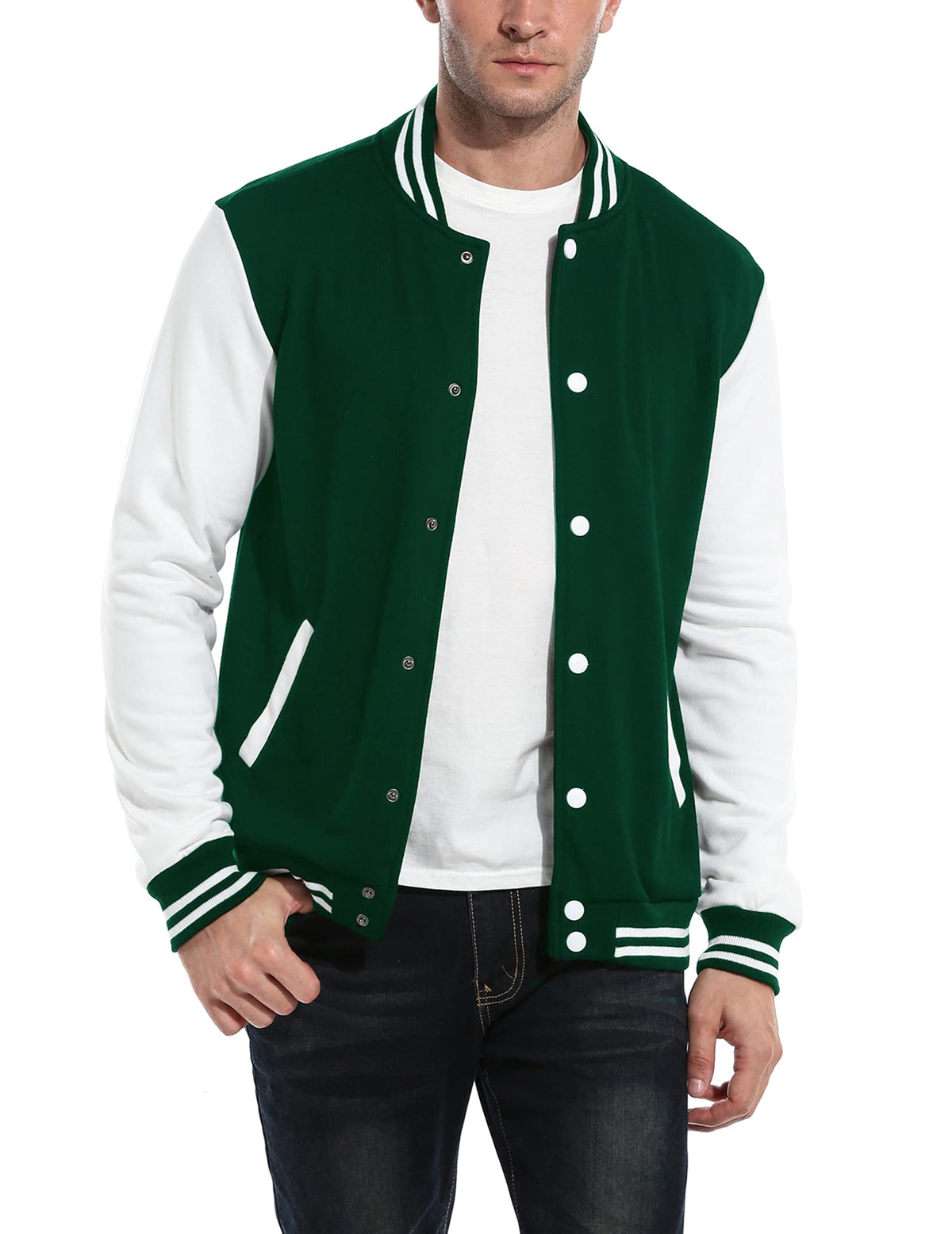 Luvella Men's Fashion Varsity Jacket Causal Slim Fit Cotton Letterman Baseball Bomber Jackets