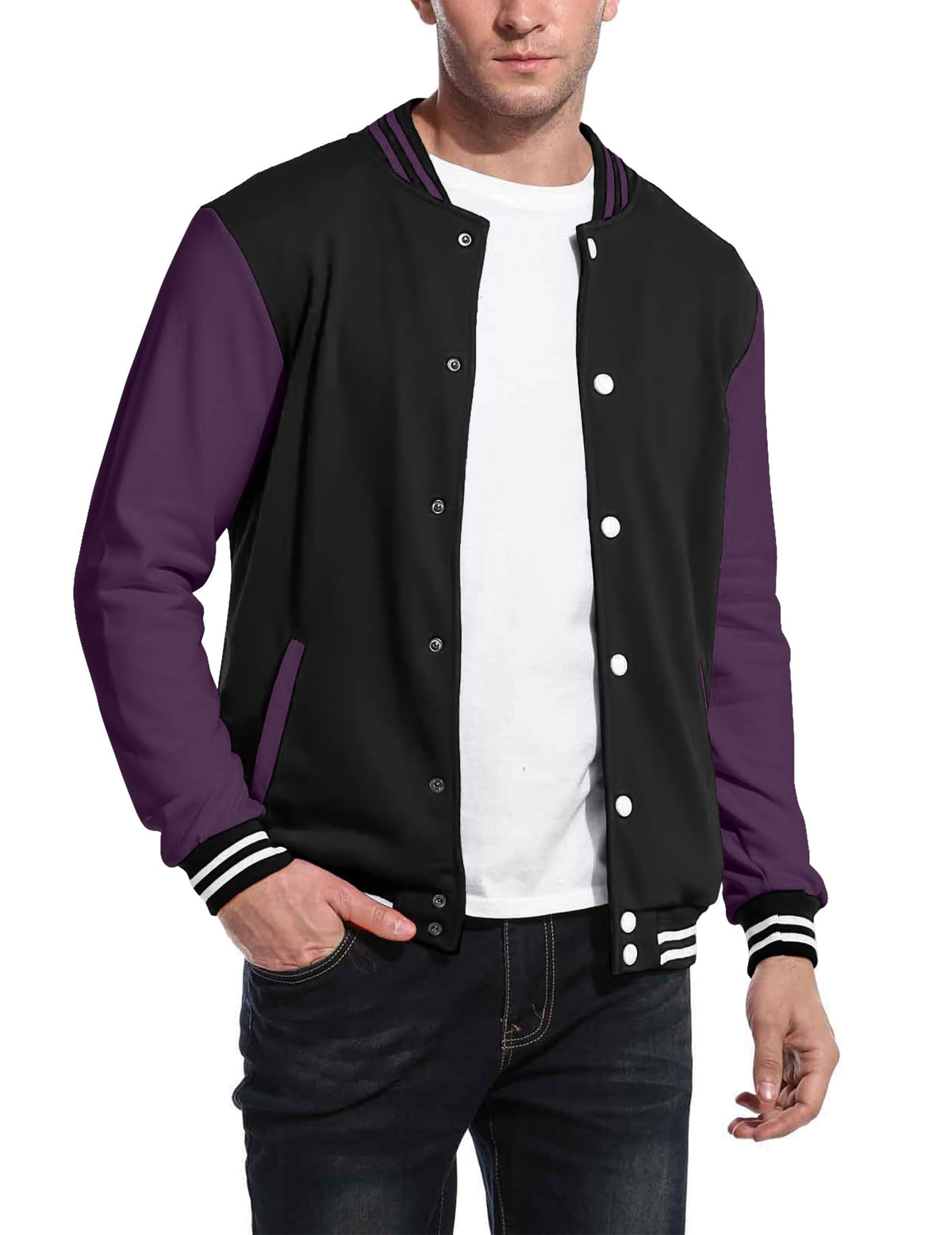 Luvella Men's Fashion Varsity Jacket Causal Slim Fit Cotton Letterman Baseball Bomber Jackets