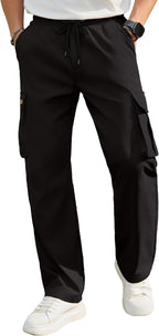 Luvella Mens Casual Cargo Pants Workout Hiking Sweatpants with Multi Pockets