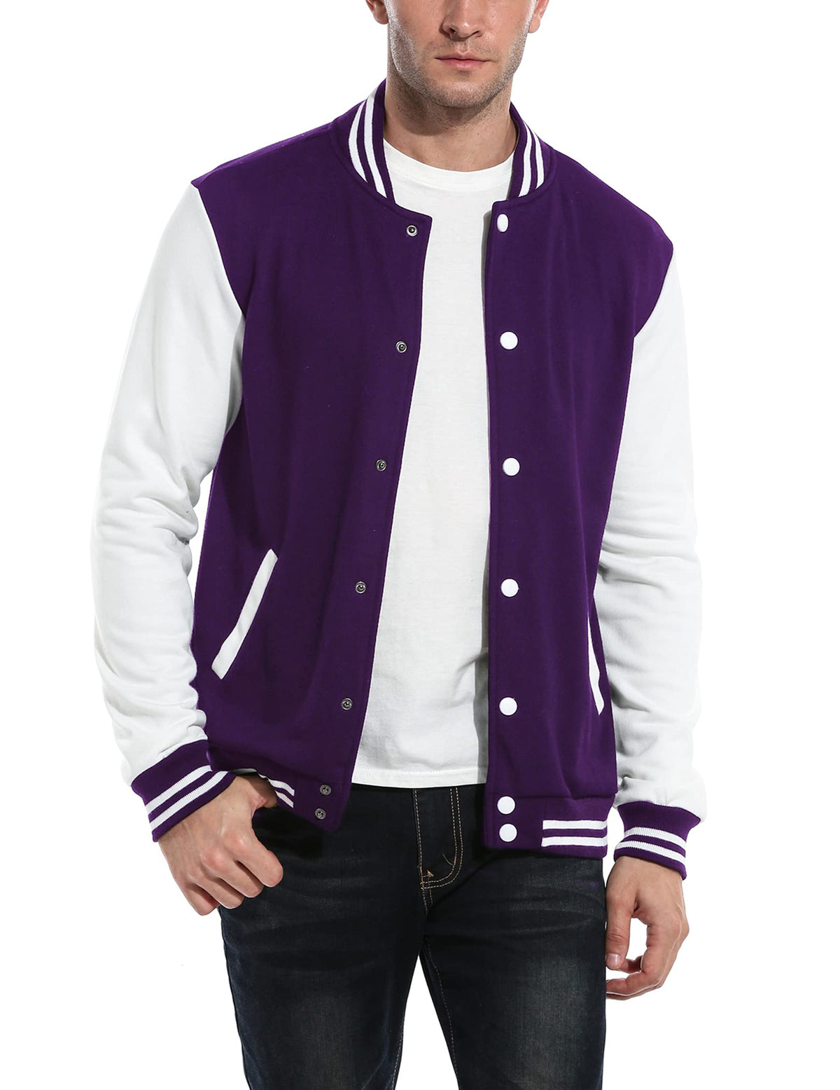 Luvella Men's Fashion Varsity Jacket Causal Slim Fit Cotton Letterman Baseball Bomber Jackets
