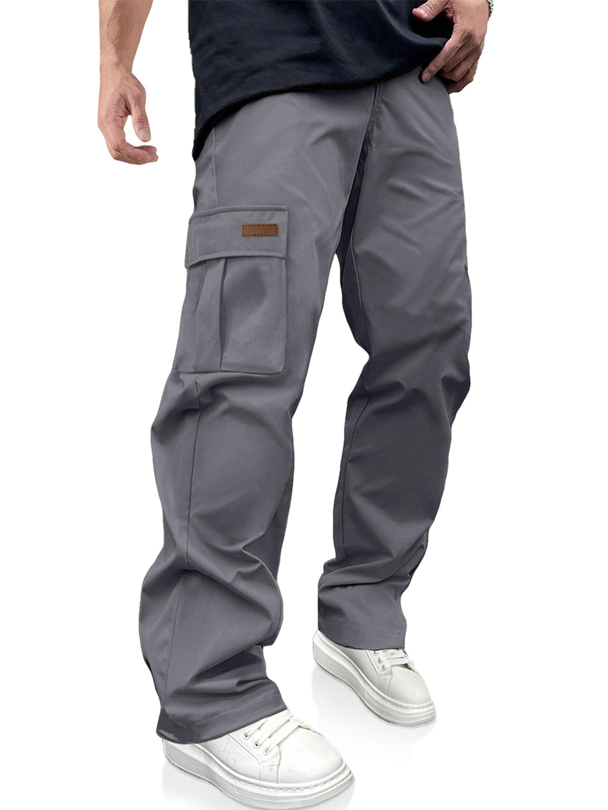 Luvella Mens Casual Cargo Pants Workout Hiking Sweatpants with Multi Pockets