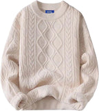 Luvella Oversized Sweater 90s Vintage Cable Knit Long Sleeve Women Heavy Crewneck Pullover