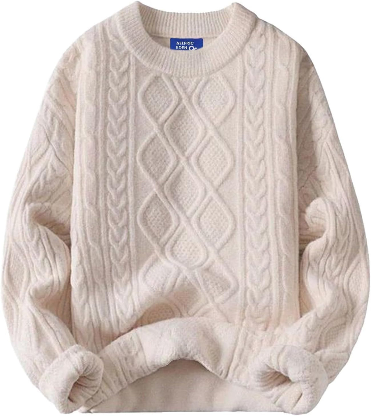 Luvella Oversized Sweater 90s Vintage Cable Knit Long Sleeve Women Heavy Crewneck Pullover