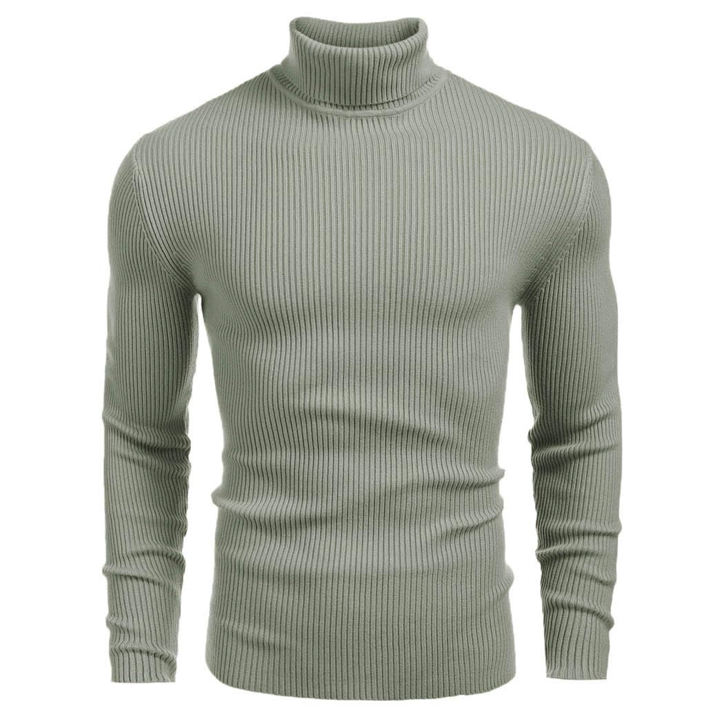 Luvella Mens Ribbed Slim Fit Knitted Pullover Casual Turtleneck Sweater