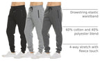Luvella Sweatpants for Men 3 Pack Fleece Athletic Joggers, Baggy Wide Legs Mens Sweatpants with Zipper Pockets