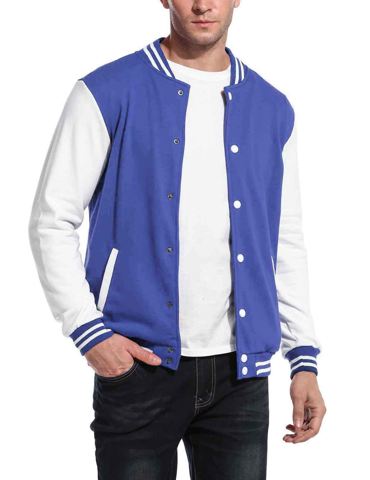 Luvella Men's Fashion Varsity Jacket Causal Slim Fit Cotton Letterman Baseball Bomber Jackets