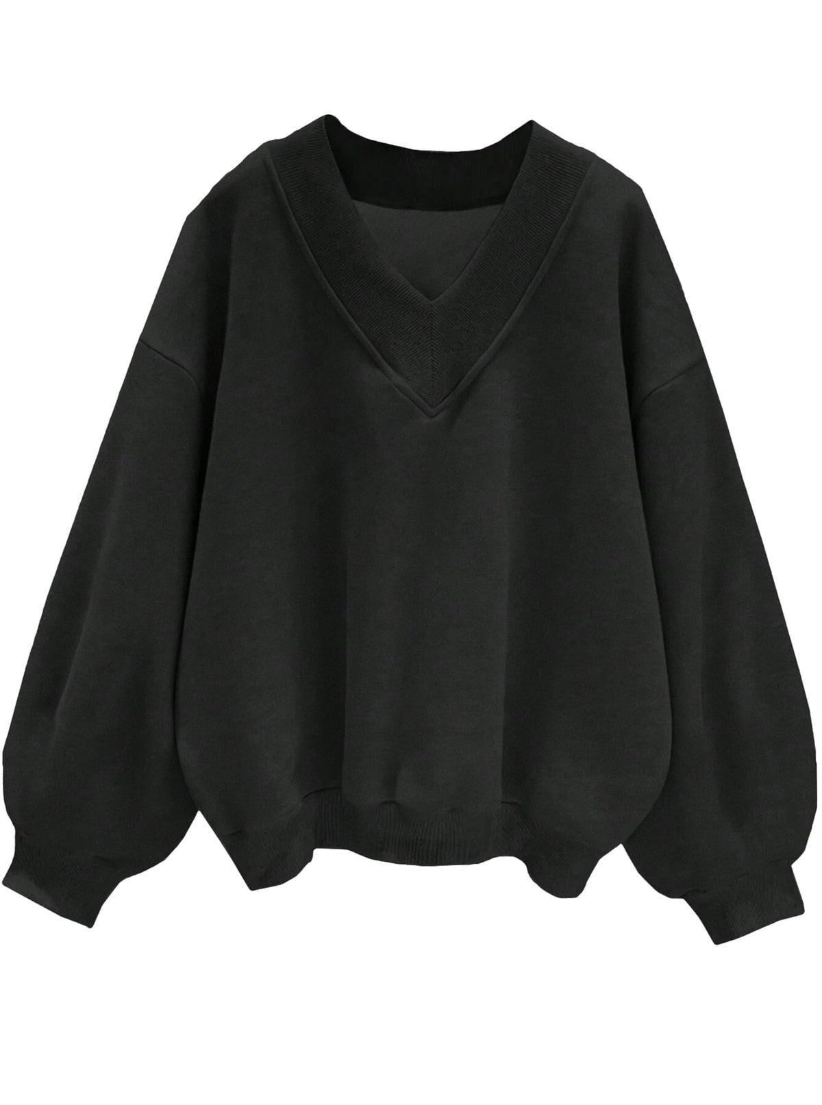 Luvella Womens V Neck Oversized Sweatshirts Long Sleeve Pullover