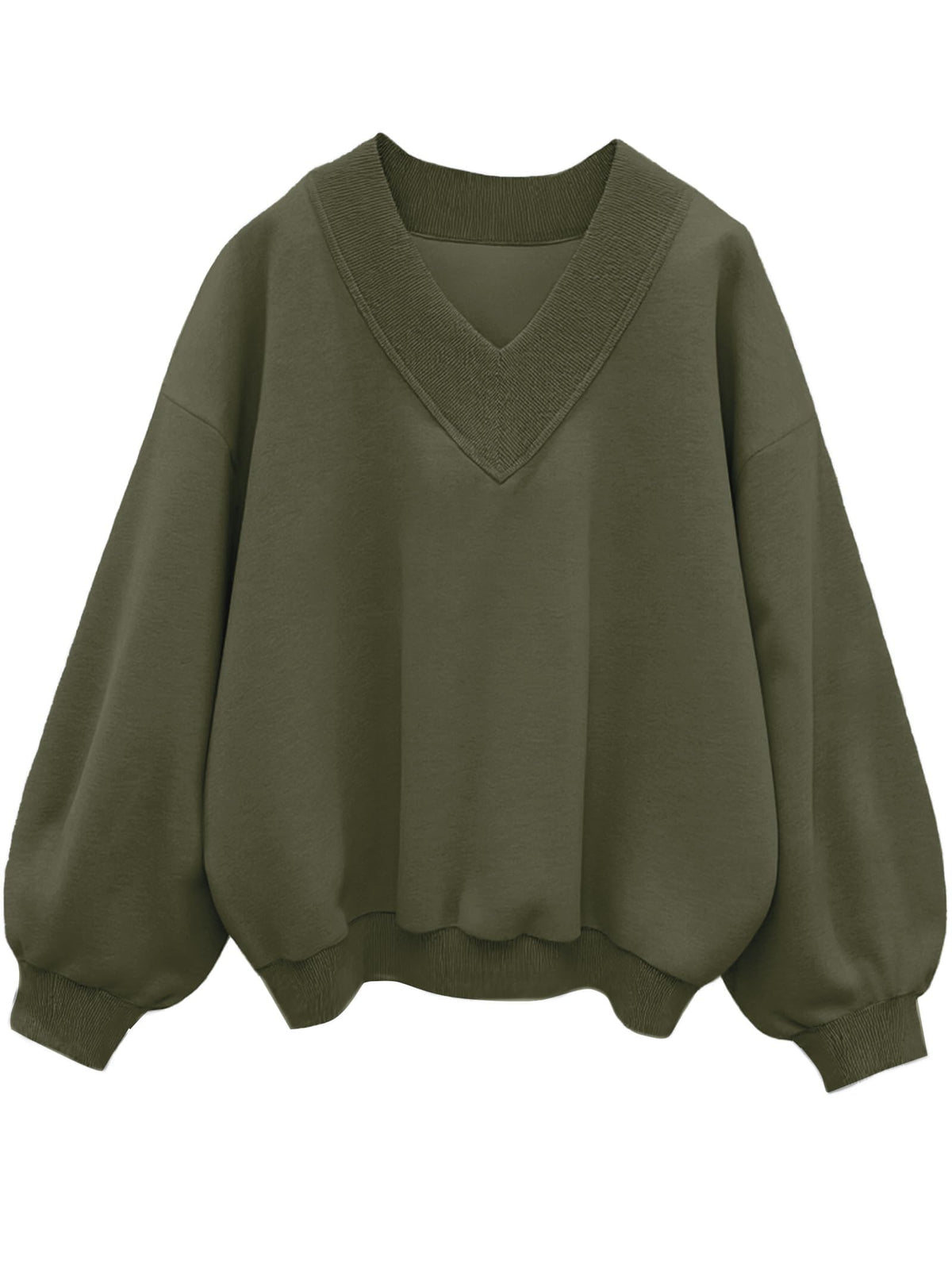 Luvella Womens V Neck Oversized Sweatshirts Long Sleeve Pullover