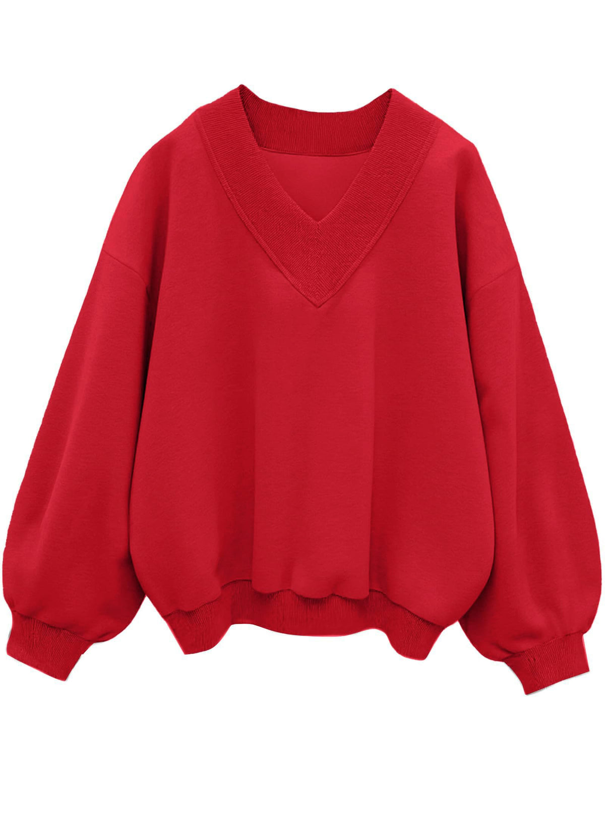 Luvella Womens V Neck Oversized Sweatshirts Long Sleeve Pullover