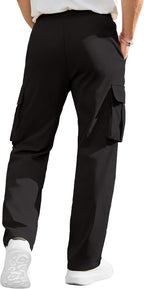 Luvella Mens Casual Cargo Pants Workout Hiking Sweatpants with Multi Pockets