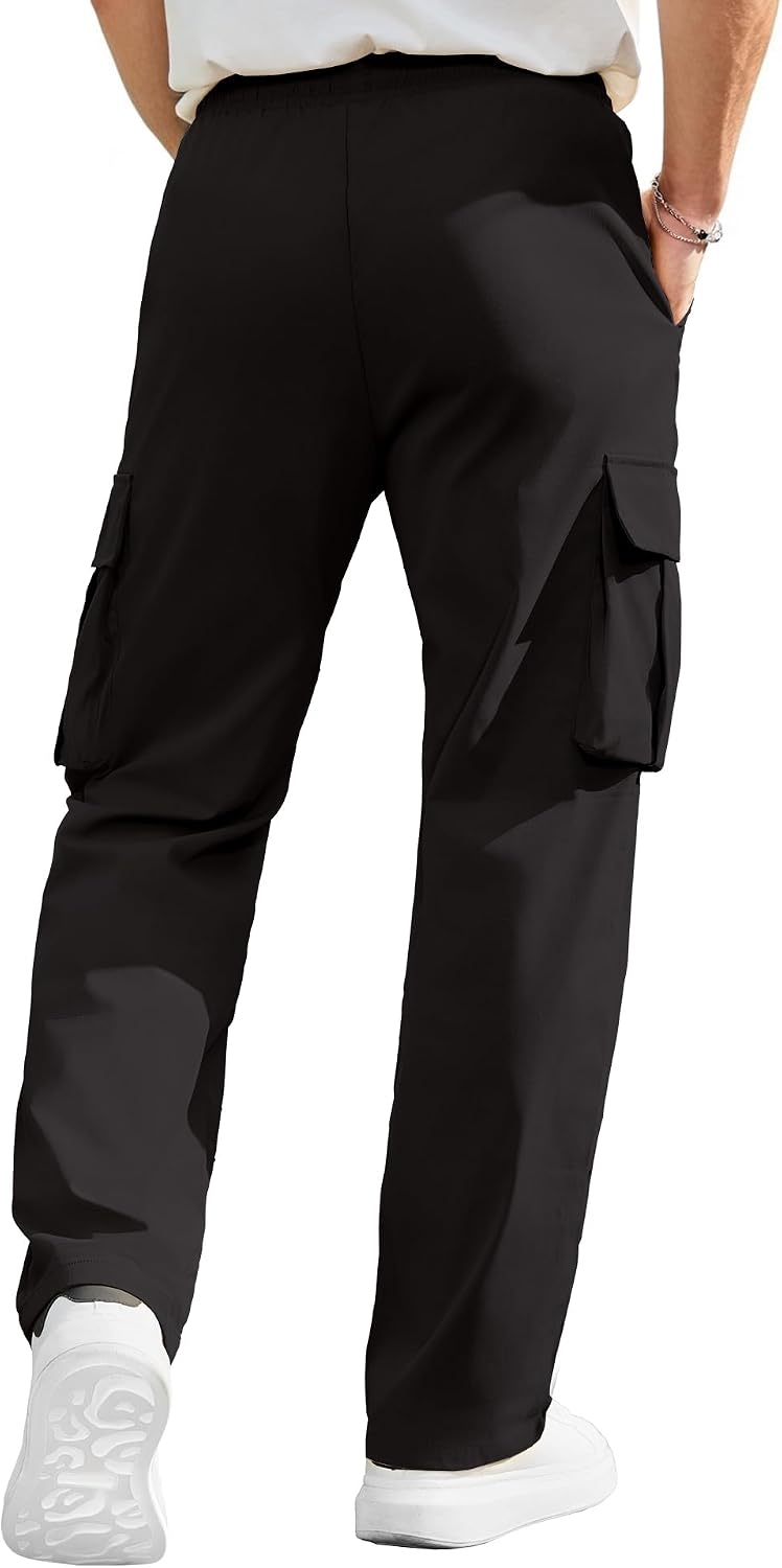 Luvella Mens Casual Cargo Pants Workout Hiking Sweatpants with Multi Pockets
