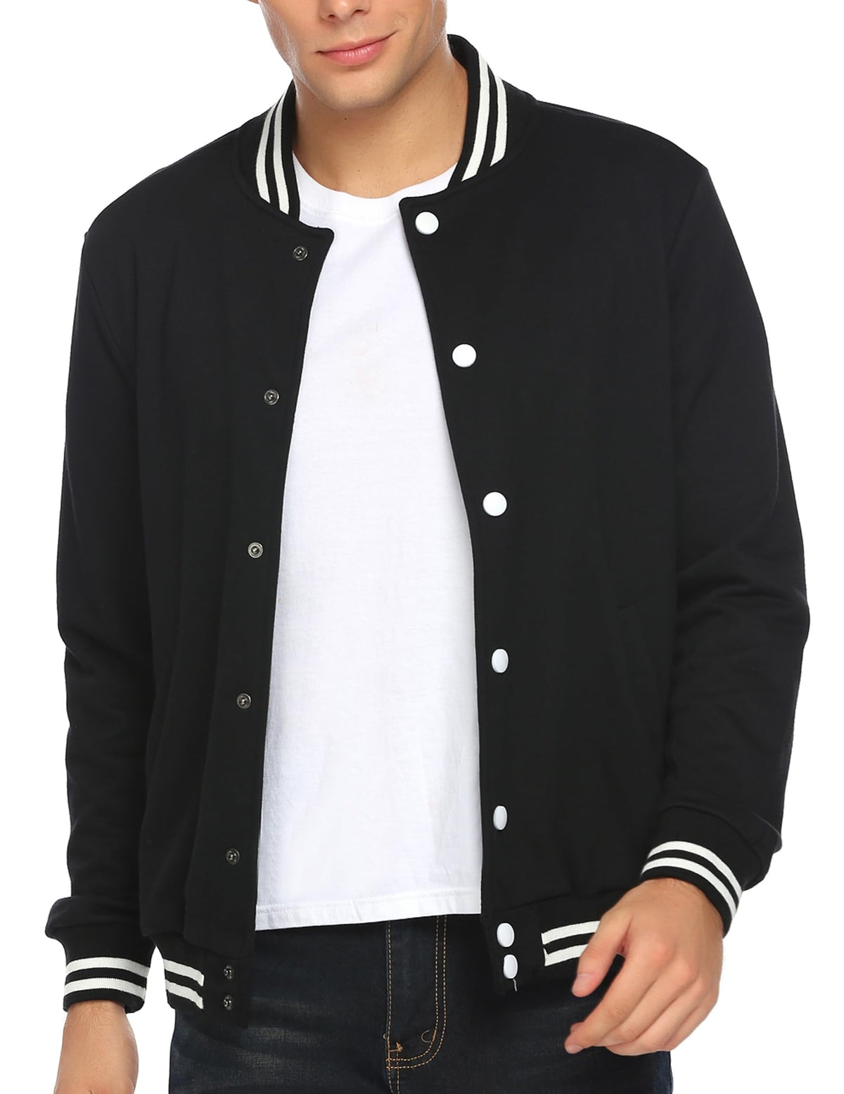Luvella Men's Fashion Varsity Jacket Causal Slim Fit Cotton Letterman Baseball Bomber Jackets