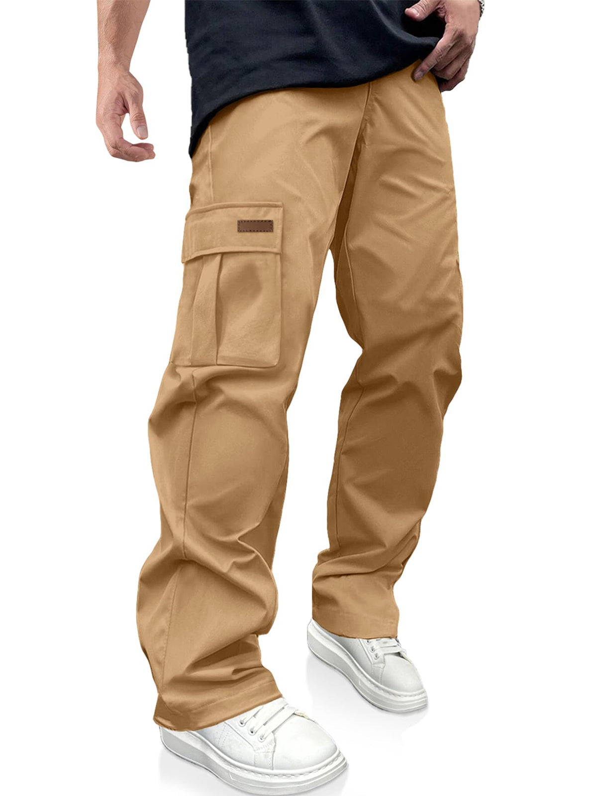 Luvella Mens Casual Cargo Pants Workout Hiking Sweatpants with Multi Pockets
