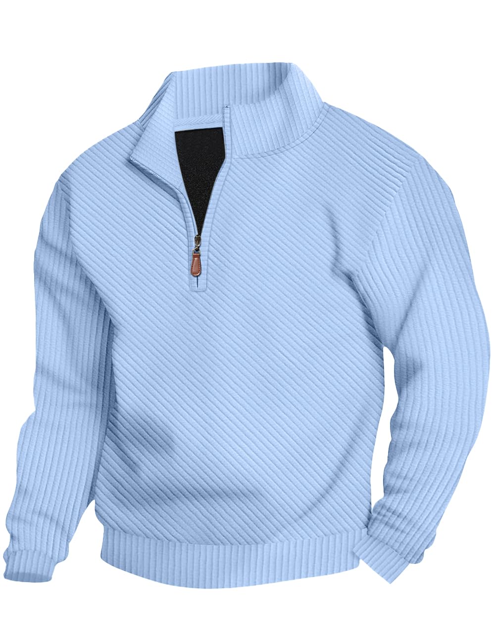 Luvella Mens Sweaters Pullover Sweater Casual Athletic Long Sleeve Quarter Zipper Stand Collar Sweatshirt
