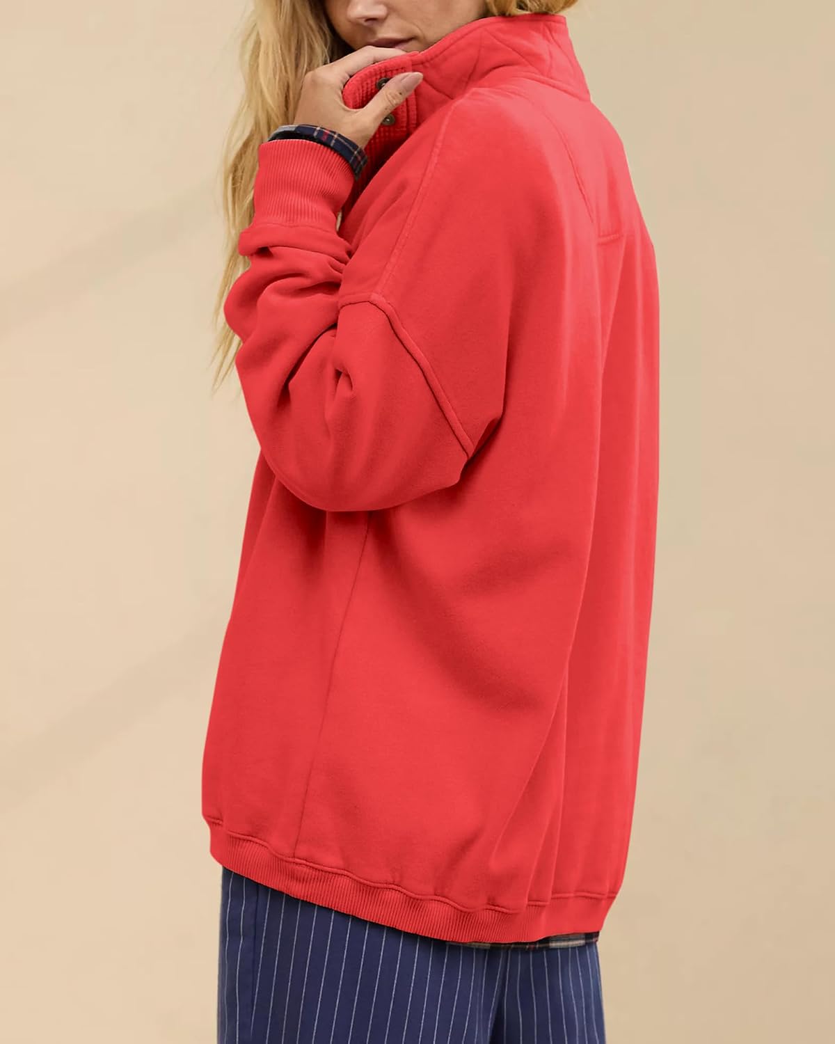 Luvella Women's Henley Neck Sweatshirt