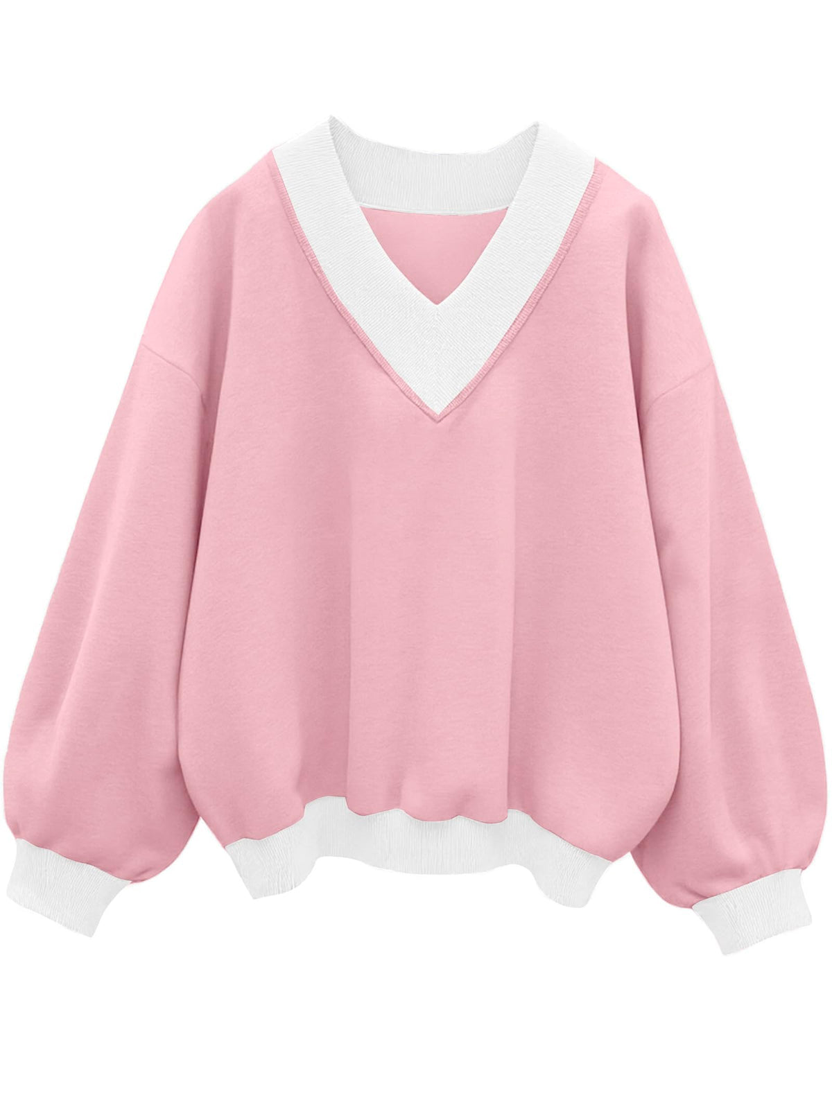 Luvella Womens V Neck Oversized Sweatshirts Long Sleeve Pullover