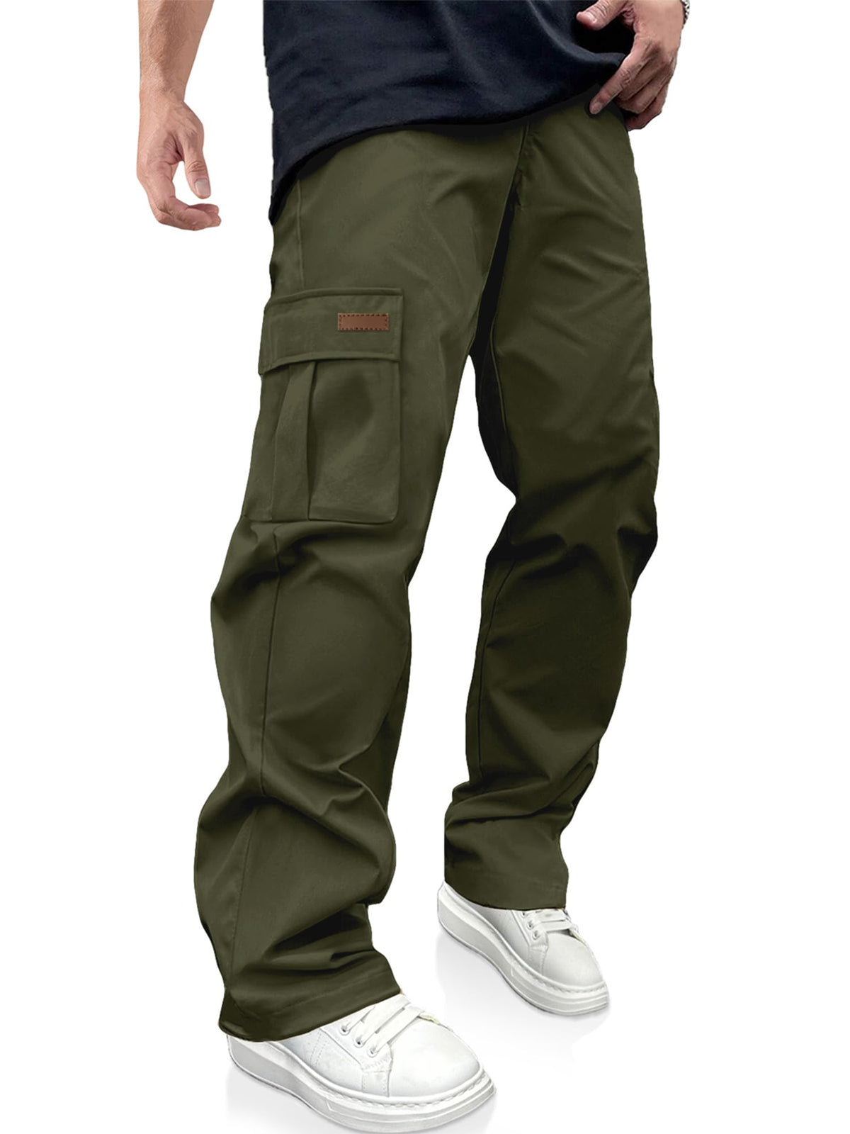 Luvella Mens Casual Cargo Pants Workout Hiking Sweatpants with Multi Pockets