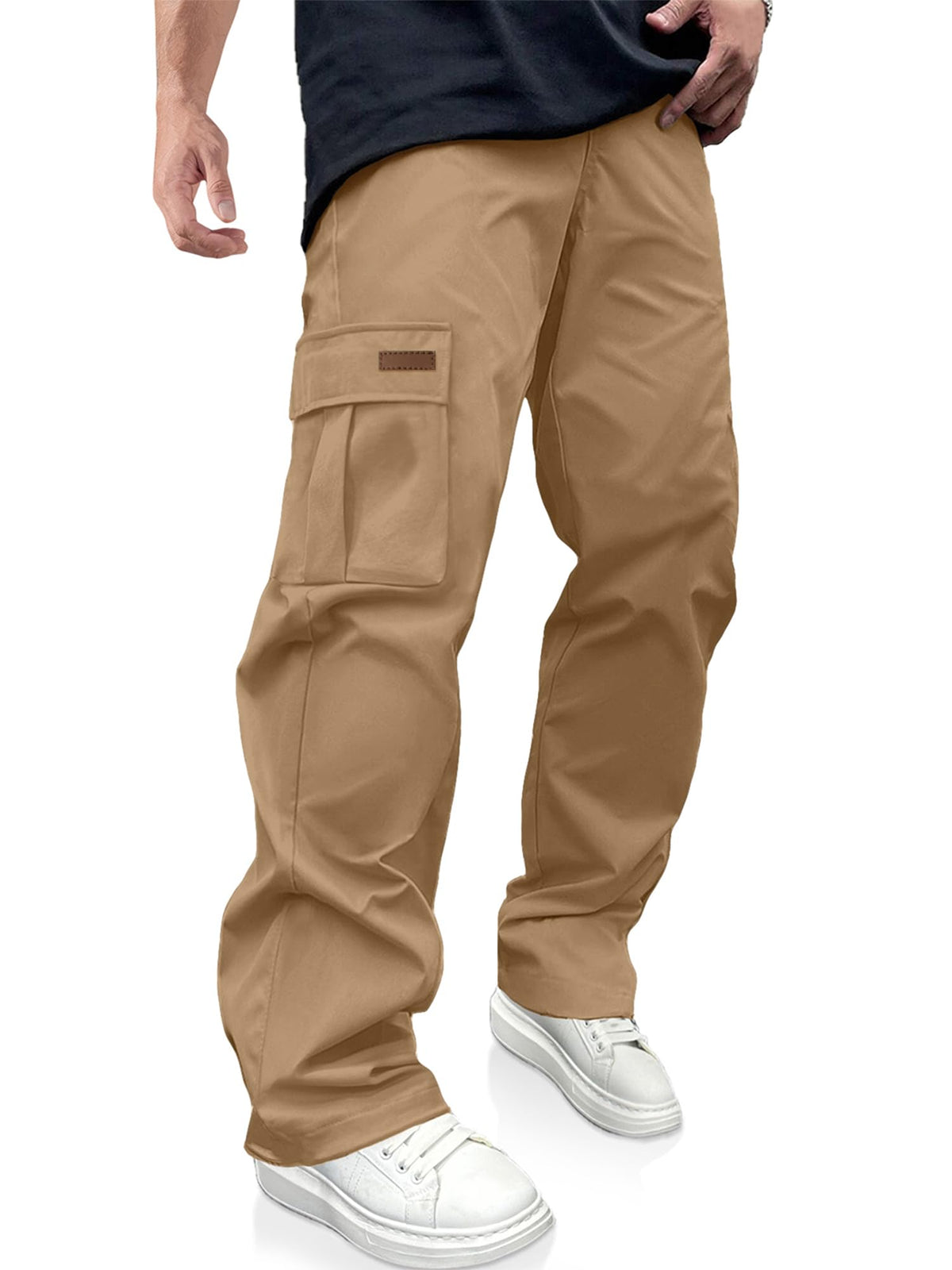 Luvella Mens Casual Cargo Pants Workout Hiking Sweatpants with Multi Pockets