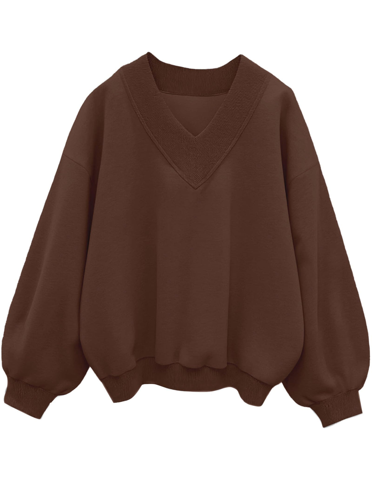 Luvella Womens V Neck Oversized Sweatshirts Long Sleeve Pullover