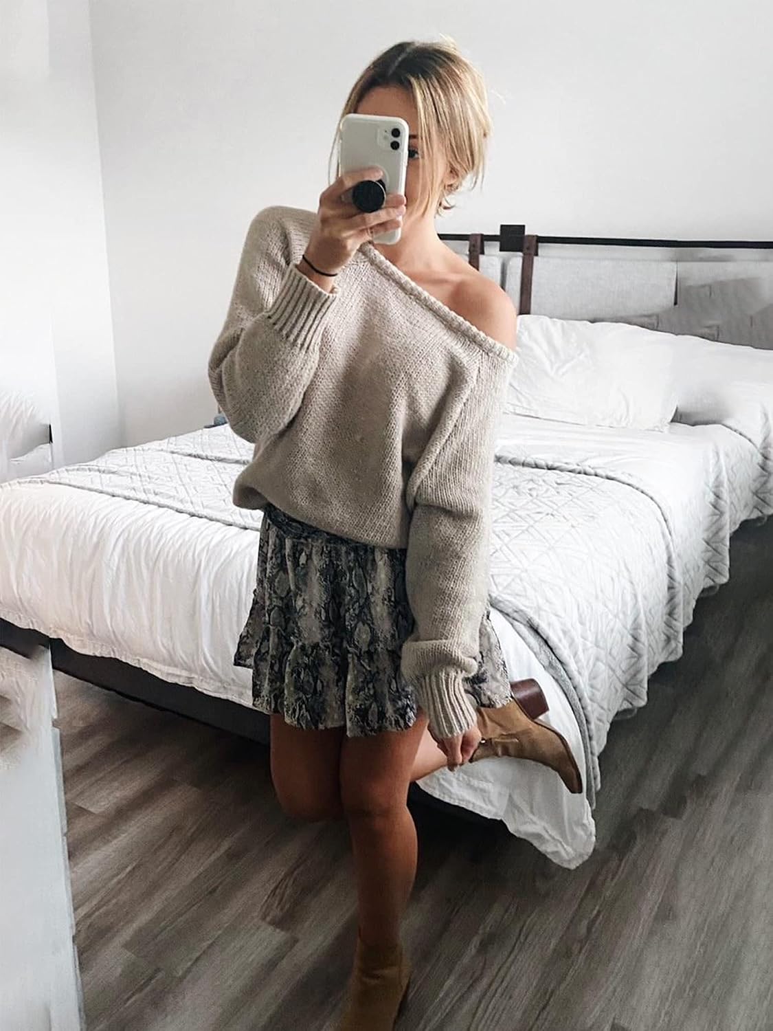 Luvella Women Casual Long Sleeve Fall Sweaters Off The Shoulder Sweater