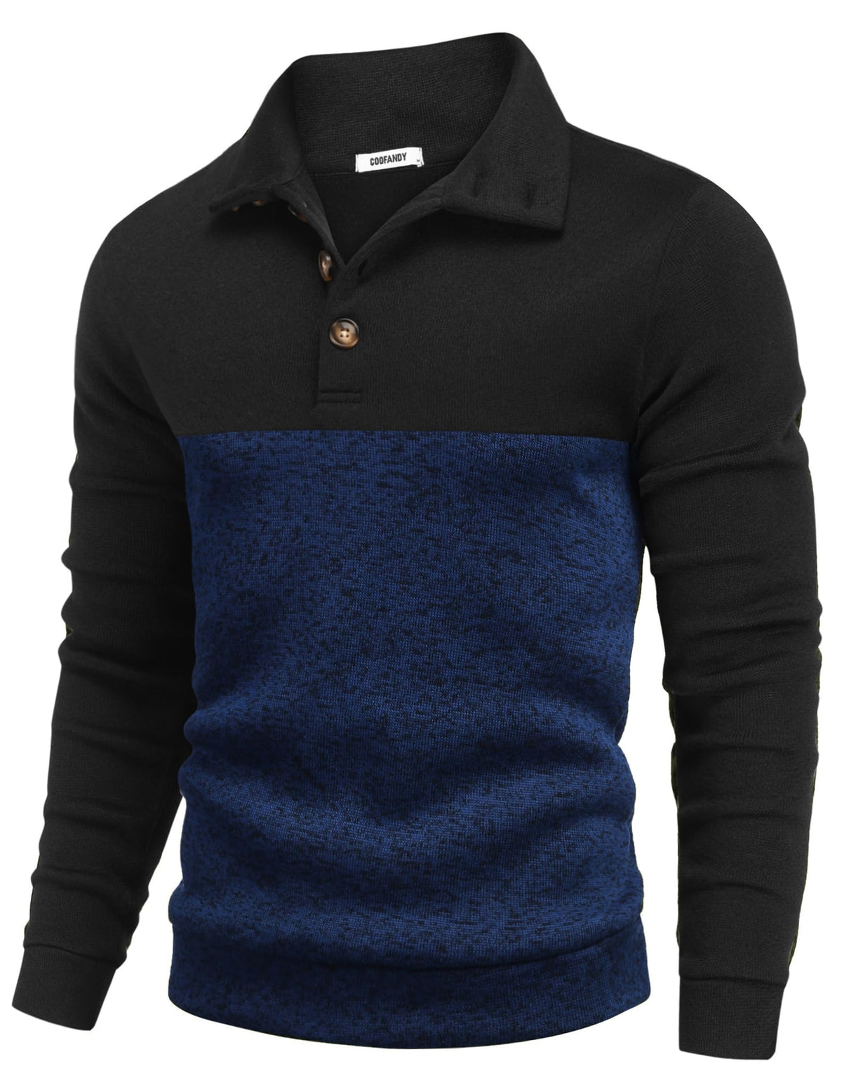 Luvella Men's Casual Pullover Sweater Quarter Button Fleece Sweatshirt Knitted Thermal Sweaters