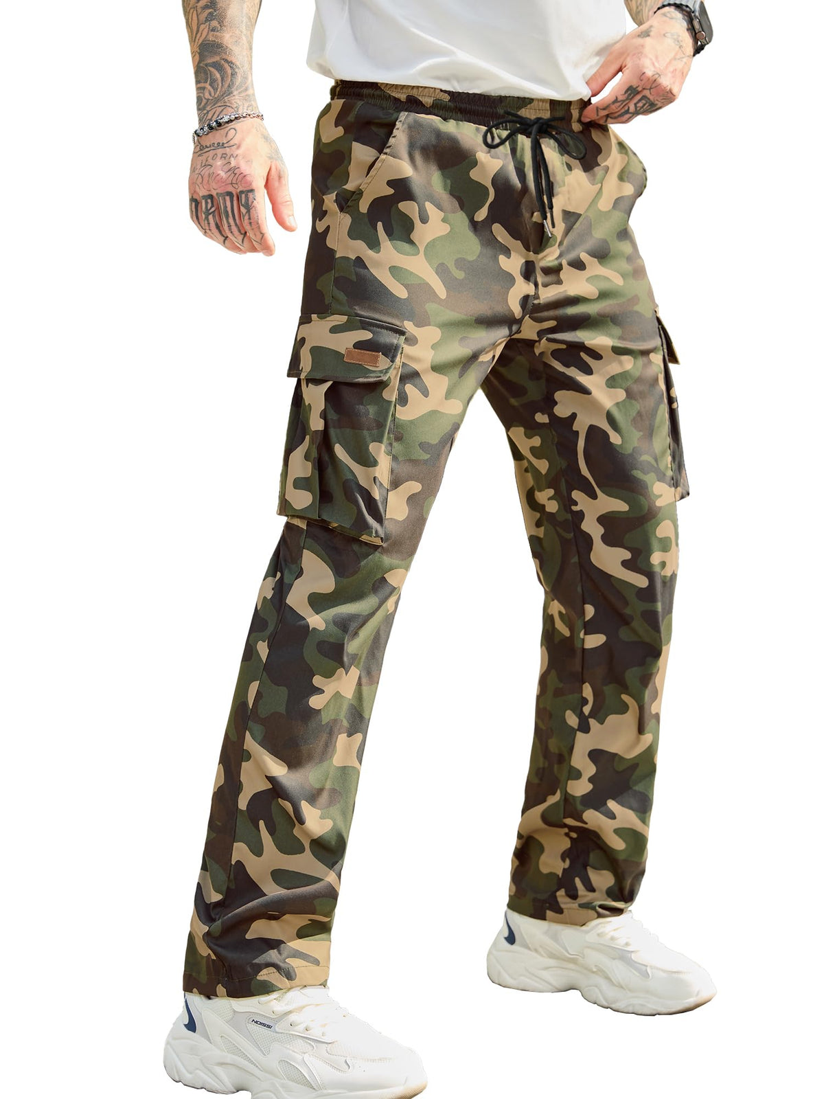 Luvella Mens Casual Cargo Pants Workout Hiking Sweatpants with Multi Pockets