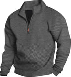 Luvella Mens Sweaters Pullover Sweater Casual Athletic Long Sleeve Quarter Zipper Stand Collar Sweatshirt
