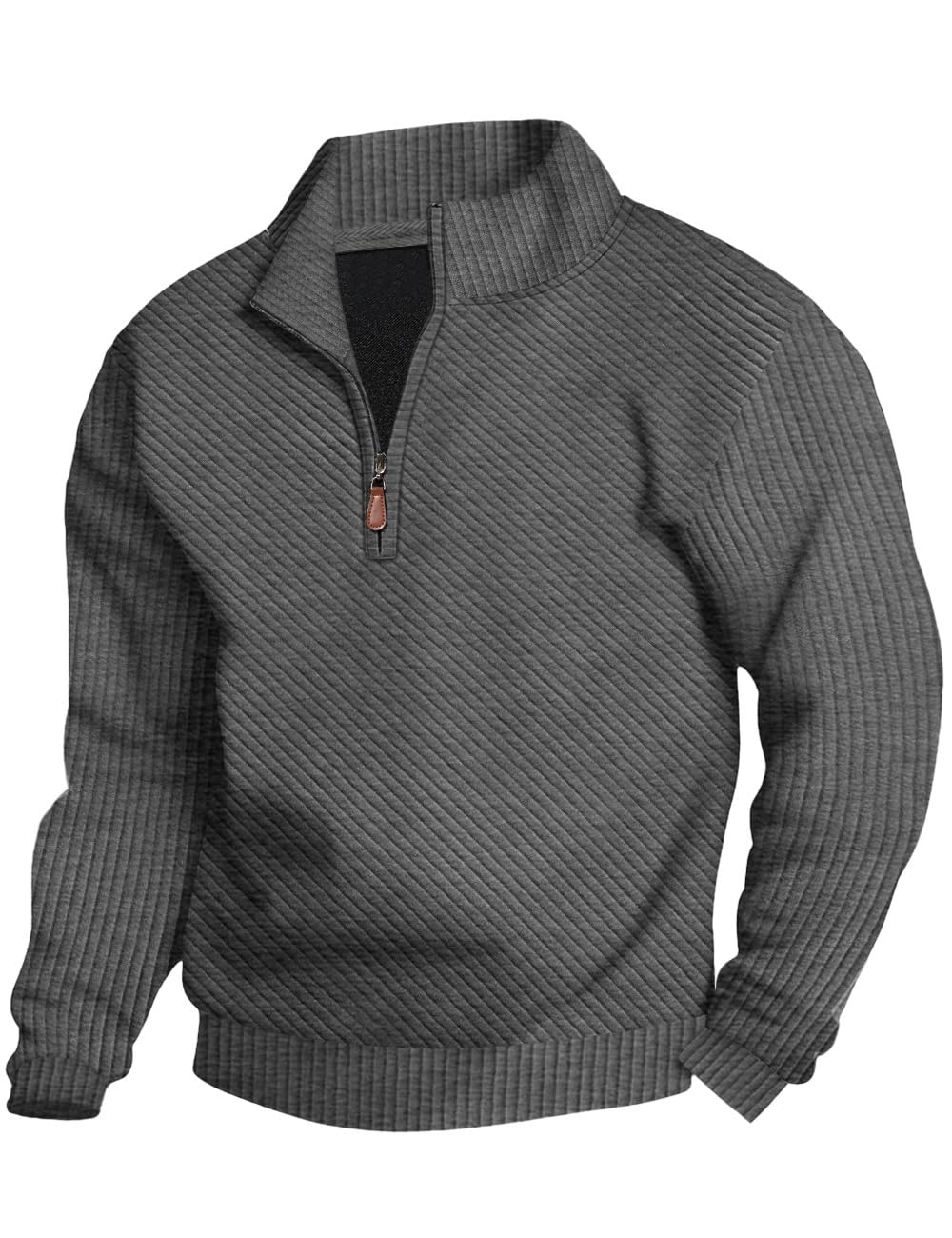 Luvella Mens Sweaters Pullover Sweater Casual Athletic Long Sleeve Quarter Zipper Stand Collar Sweatshirt