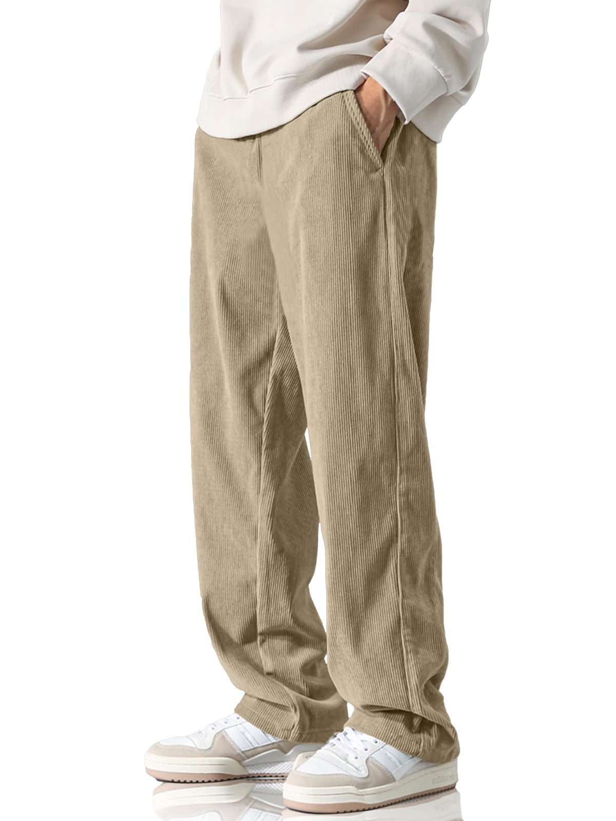 Luvella Men's Casual Loose Fit Corduroy Pants