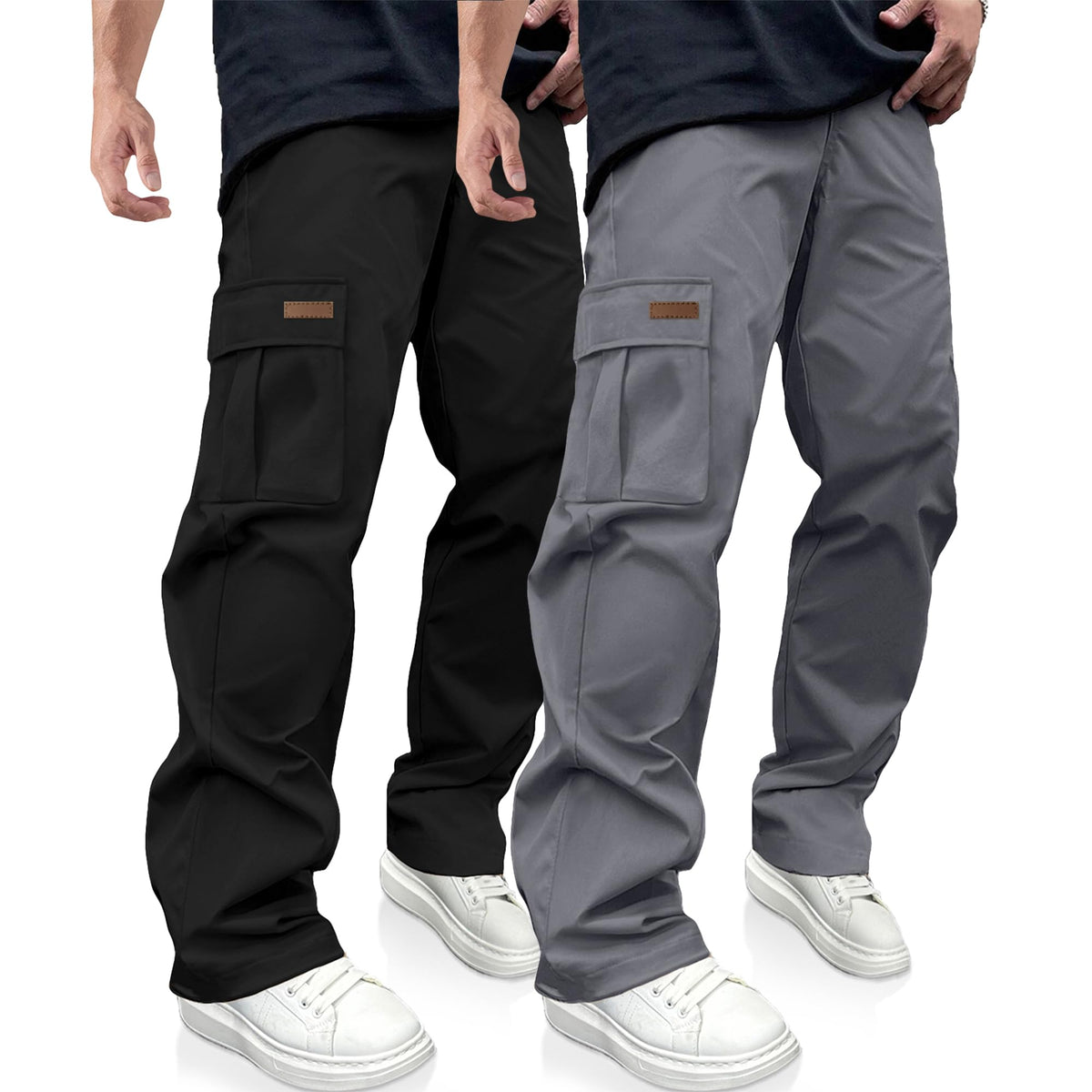 Luvella Mens Casual Cargo Pants Workout Hiking Sweatpants with Multi Pockets