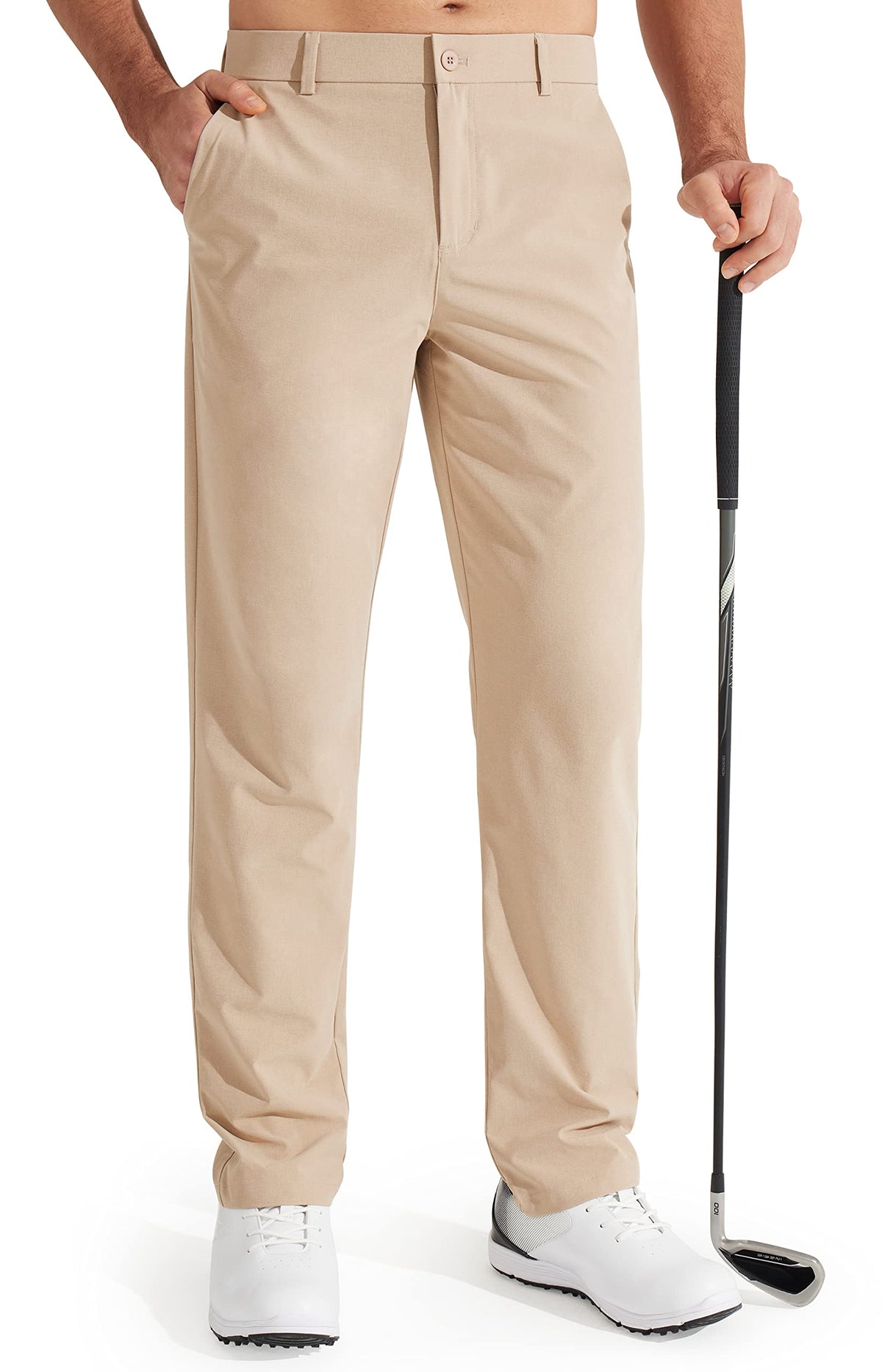 Luvella Mens Golf Pants Stretch Work Dress Pants 30"/32"/34" Quick Dry Lightweight Casual Comfy Trousers with Pockets