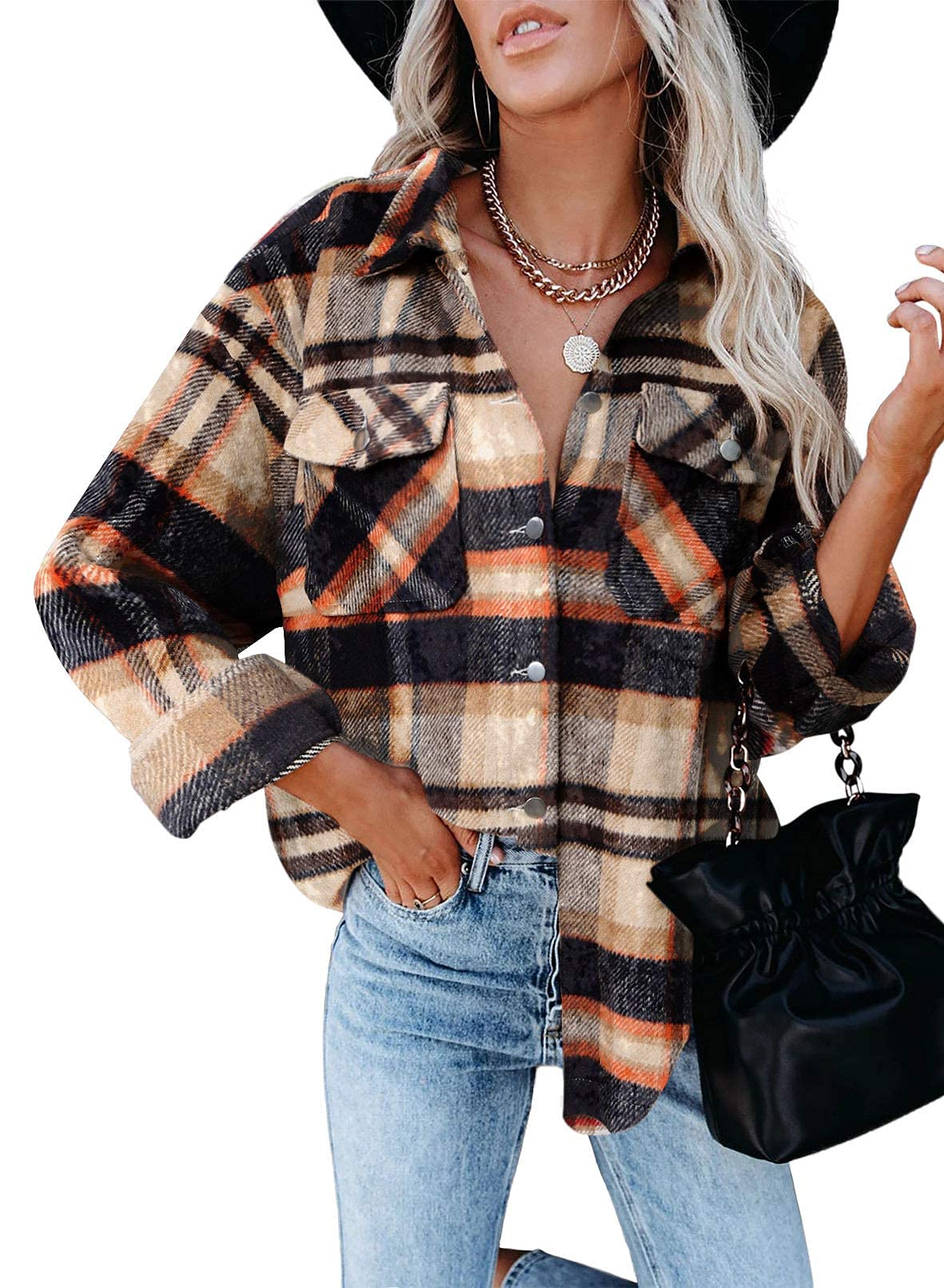 Luvella Shackets for Women Plaid Flannel Shirts