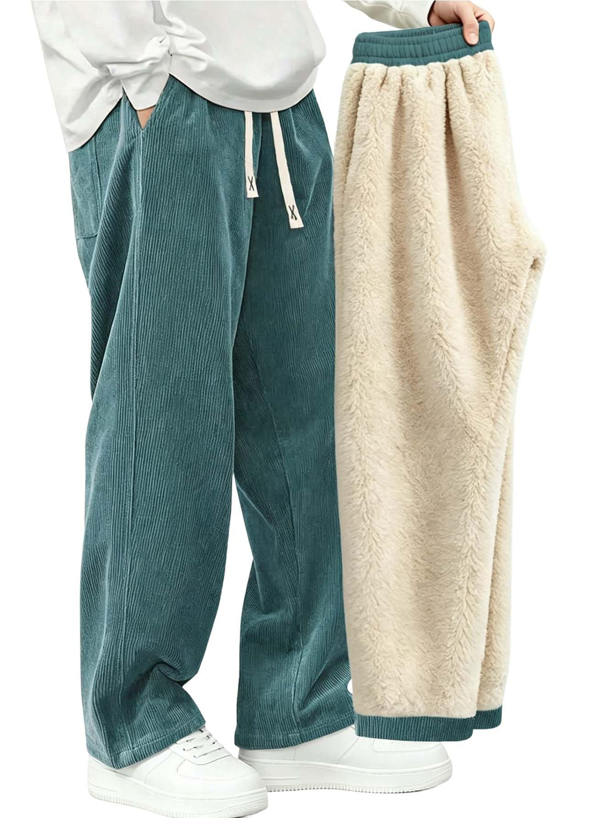 Luvella Mens Corduroy Casual Pants Straight Sweatpants