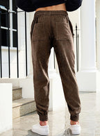 Luvella Mens Corduroy Drawstring Sweatpants Casual Joggers Relaxed Fit Pants
