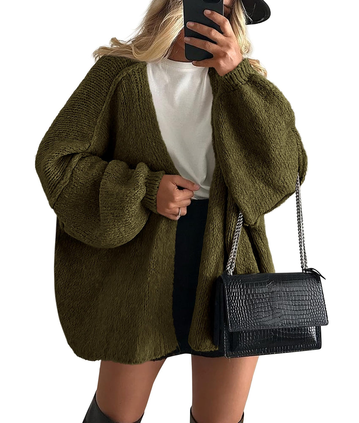 Luvella Womens Open Front Oversized Cardigan Sweaters
