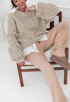 Luvella Womens Sweaters Fall Cable Knit Pullover Oversized Sweater
