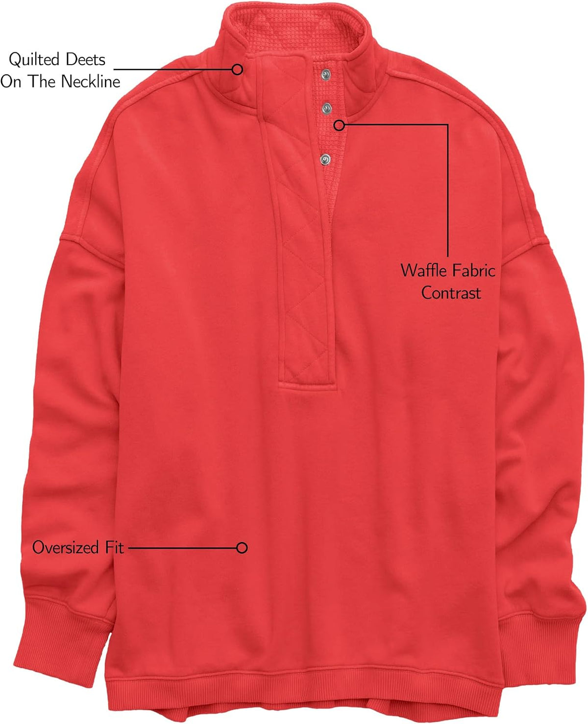 Luvella Women's Henley Neck Sweatshirt