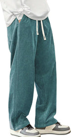 Luvella Mens Corduroy Casual Pants Straight Sweatpants