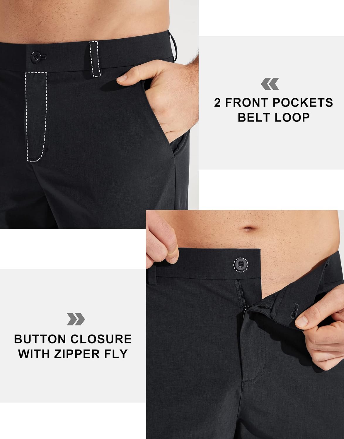 Luvella Mens Golf Pants Stretch Work Dress Pants 30"/32"/34" Quick Dry Lightweight Casual Comfy Trousers with Pockets
