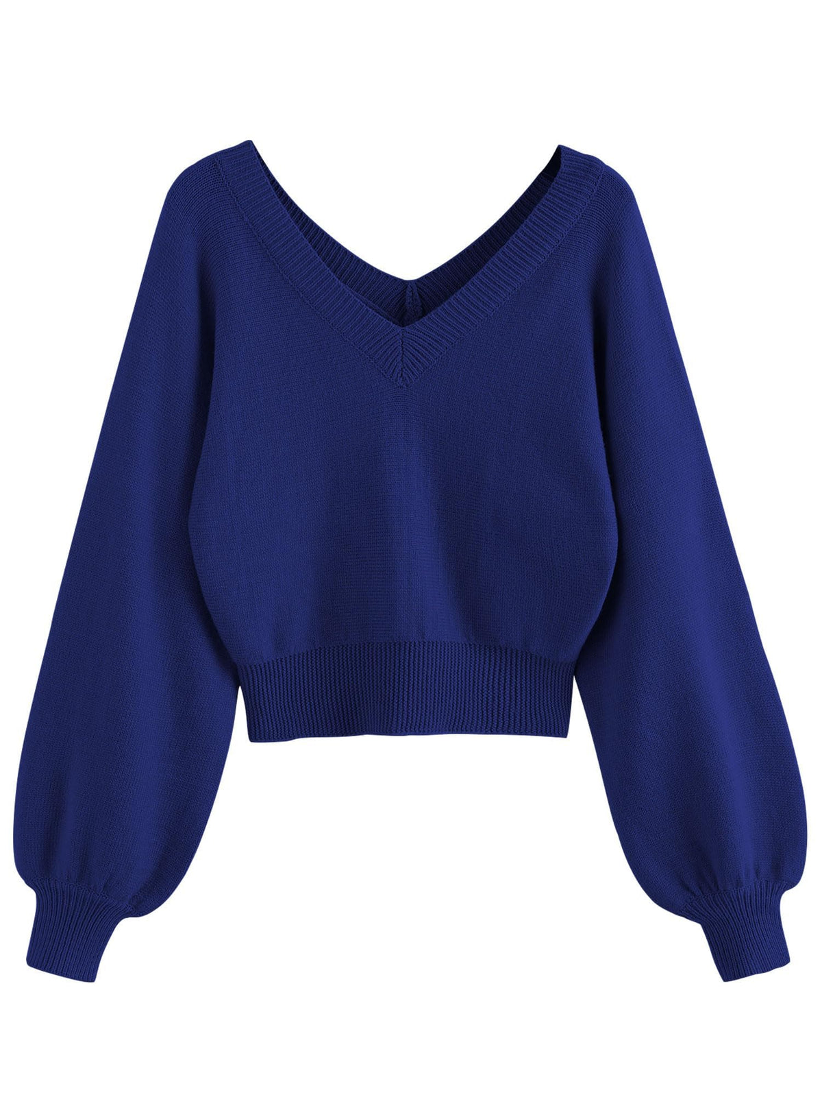 Luvella Women's Cropped Sweater V-Neck Long Sleeve Pullover Jumper Knit Top
