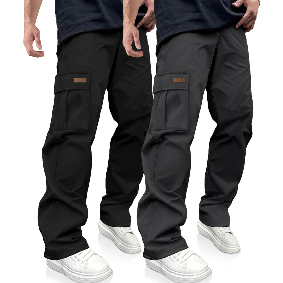 Luvella Mens Casual Cargo Pants Workout Hiking Sweatpants with Multi Pockets