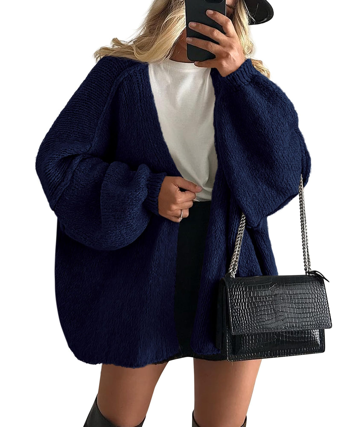 Luvella Womens Open Front Oversized Cardigan Sweaters
