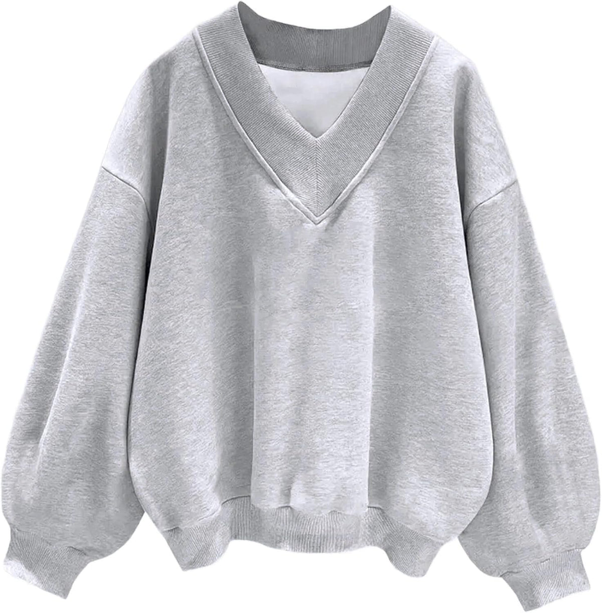 Luvella Womens V Neck Oversized Sweatshirts Long Sleeve Pullover