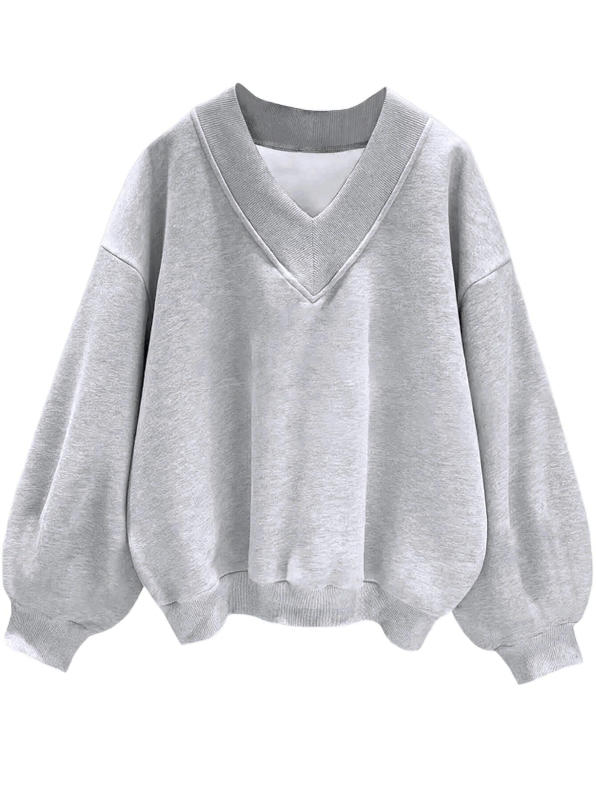 Luvella Womens V Neck Oversized Sweatshirts Long Sleeve Pullover