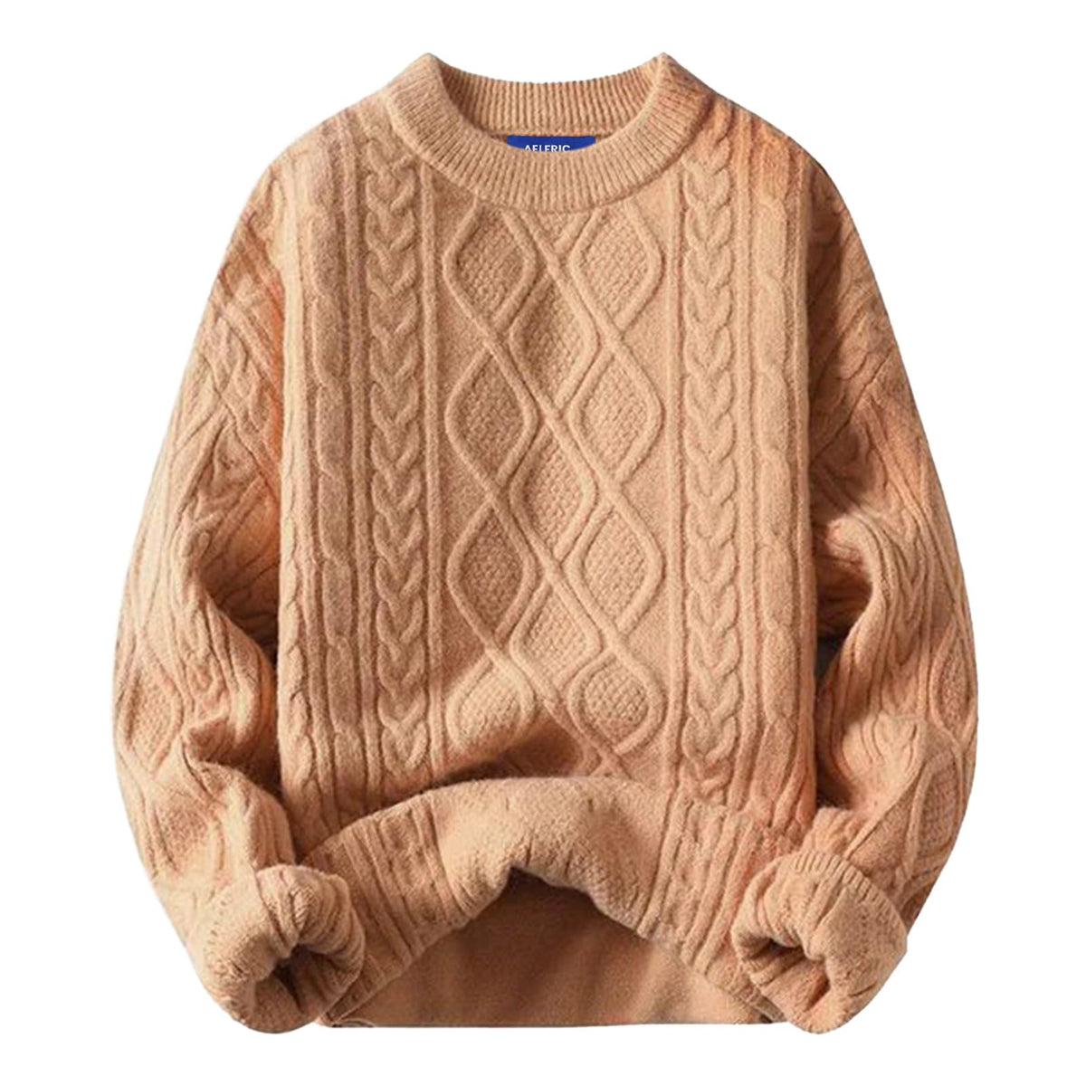 Luvella Oversized Sweater 90s Vintage Cable Knit Long Sleeve Women Heavy Crewneck Pullover