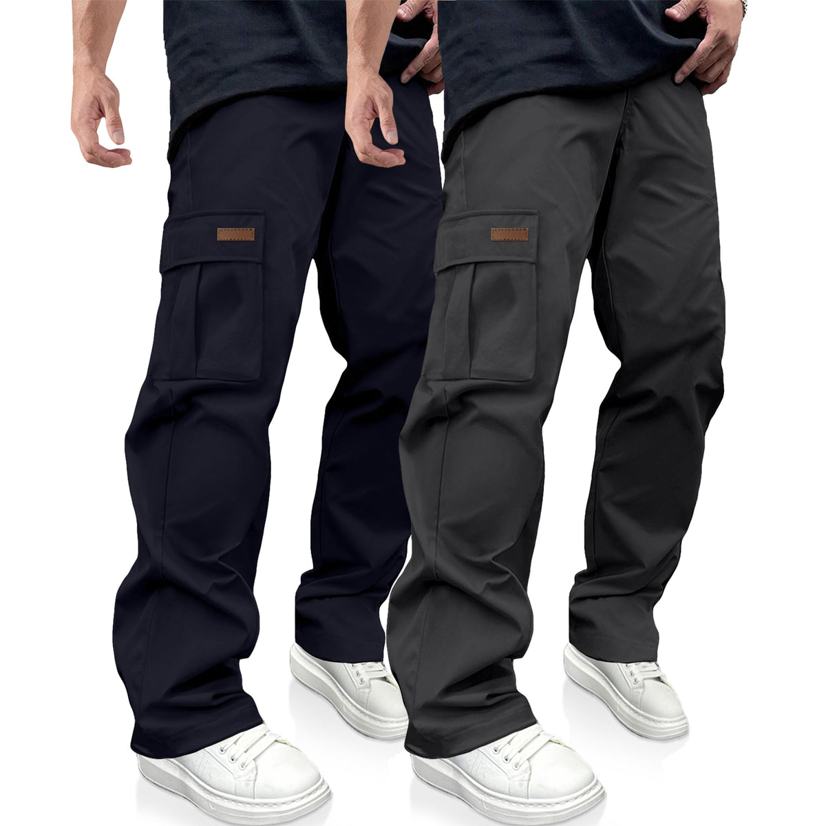 Luvella Mens Casual Cargo Pants Workout Hiking Sweatpants with Multi Pockets