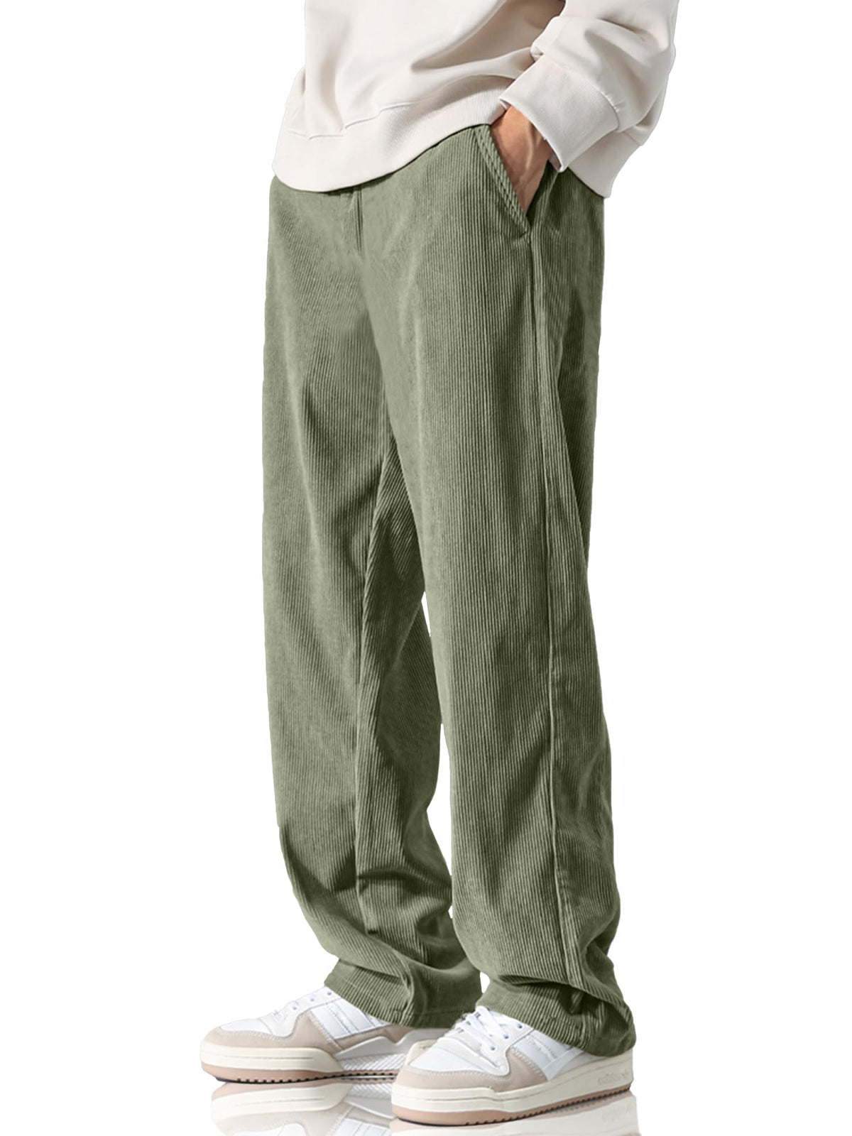 Luvella Men's Casual Loose Fit Corduroy Pants